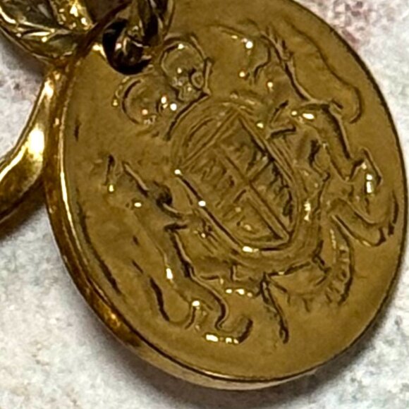 Huge Bellezza Gold Over Solid Bronze Coin Charm Bracelet Eagle Unicorn Lion - Picture 7 of 14